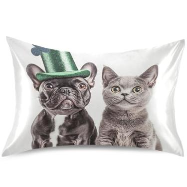 Imagem de Lindas capas de almofada de cetim para cães pretos e gatos, capa de travesseiro padrão Queen King, tamanho king, 101,6 cm x 50,8 cm