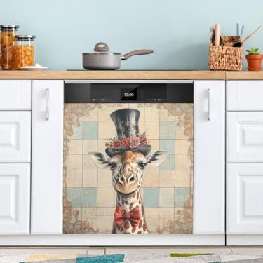 Imagem de Circus Girafa Lava-louças Capa Magnética Impermeável Envoltórios Geladeira Adesivos Magnéticos Lava-louças 58 x 66 cm