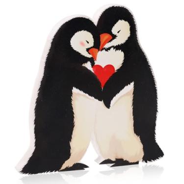 Imagem de HOWAF Presentes de Dia dos Namorados, placa de madeira de pinguim para ele, sua esposa, marido, namorada, namorado, bloco de madeira para decoração de mesa de aniversário de casamento, decoração de