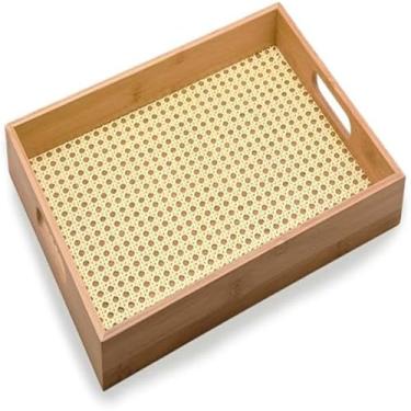 Imagem de Bandeja de Bambu Para Servir com Palinha Retangular Decoração 36cm