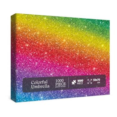 Imagem de Quebra-cabeça colorido, quebra-cabeça adulto de 1000 peças, quebra-cabeça arco-íris brilhante, lindo quebra-cabeça de arte com glitter, brilho divertido para decoração de casa