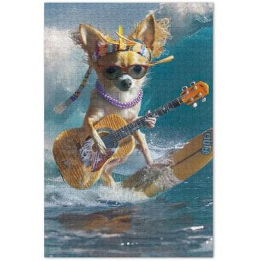 Imagem de Um chihuahua vestindo uma faixa de cabeça dourada pontiaguda para adultos 500 peças quebra-cabeça brinquedo arte família quebra-cabeça amantes presentes, 20,5 x 14,9 polegadas