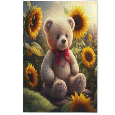 Imagem de Quebra-cabeça de 500 peças para adultos urso de pelúcia fofo presentes vibrantes vibrantes para jogo de elefante branco arte prima arte estética decoração de casa, 500 peças, 52 cm x 37,8 cm