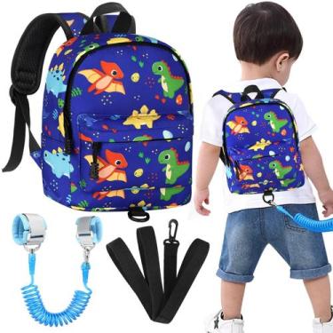 Imagem de Mochila infantil Acmor Leash Harness Dinosaur Blue 1-3y - Accmor