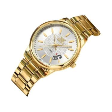 Imagem de OPK 6028 Relógio de quartzo masculino com calendário e pulseira de aço