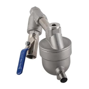 Imagem de Cryfokt A Válvula de Drenagem do Tanque de Gás do Compressor de Ar Mantém o Aço Inoxidável Seco para Equipamentos de Ar Comprimido, Liso e Desbloqueado (YA S6 com filtro)