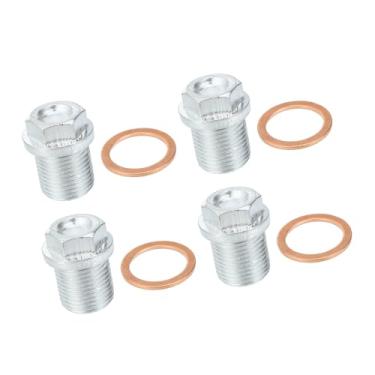 Imagem de A ABSOPRO 4 peças M18x1,5 Parafuso de Bujão de Drenagem de Óleo de Motor de Aço com Anel de Vedação para Volvo XC60 XC90 S90 S70 C70 para Ford Focus Prateado Item Substituição