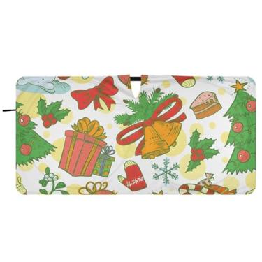 Imagem de Guarda-sol de boneco de neve de Natal fofo personalizado para para-brisa de carro bonito dobrável acessórios de carro persianas para-brisa frontal, 81 cm x 157 cm