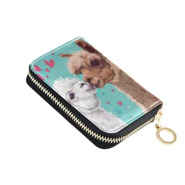 Imagem de Carteira pequena feminina com porta-cartões com bloqueio de RFID, zíper ao redor do zíper, com bolsa de moedas, lindo beijo de alpaca