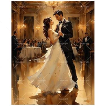 Imagem de TAOPAOLAB Kit de pintura de dança de salão por números para adultos - DIY elegante casal dançando na festa pintura em tela 41 x 50 cm, conjunto de tinta acrílica, adequado para iniciantes, arte para