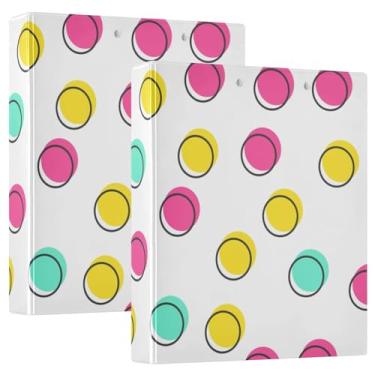 Imagem de Caderno de fichário de bolinhas colorido fofo, 2 unidades de fichários de três anéis, fichário de plástico
