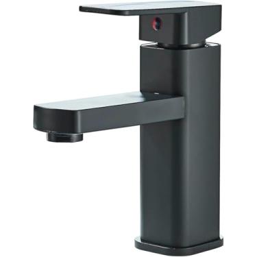 Imagem de TINICO Inox Aço 304 Torneiras de pia de banheiro torneiras de pia de fosco furo único alça única torneira de banheiro para pias de banho,Preto