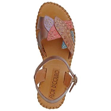 Imagem de Sandália Conforto Feminino Costura Manual com Fivela e Sola Borracha