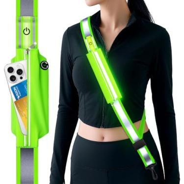 Imagem de Samlior Faixa de cinto refletiva de LED, luz de LED recarregável, equipamento de caminhada de segurança noturna, equipamento refletivo ajustável de alta visibilidade para corredores, caminhantes