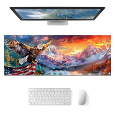 Imagem de HOMETITUTE Tapete de mouse grande majestosa águia montanha arte gaming mousepad 31,5 x 11,8 polegadas teclado antiderrapante protetor de mesa tapete de rato diatomita XL para casa e escritório