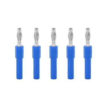 Imagem de Adaptador de plugue banana de 4 mm de alta condutividade PA latão Conversão de 4 mm a 2 mm Plugue banana macho para fêmea para instrumentos industriais multímetros 5 unidades 5 (Azul)