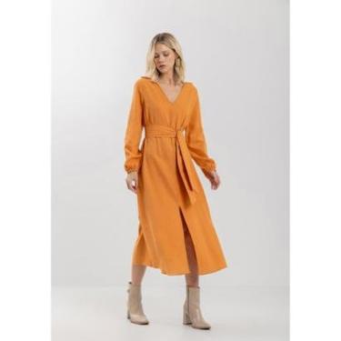Imagem de Vestido Midi Chá Em Linho E Viscose Com Faixa Ajustável-Feminino