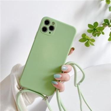 Imagem de Colar crossbody cinta cordão cabo silicone caso de telefone para huawei p50 p40 p30 p20 lite pro capa traseira, verde, para p50