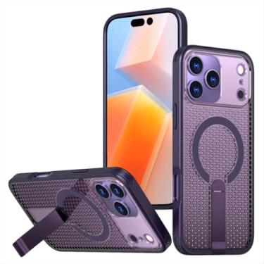 Imagem de Capa de celular dobrável com dissipação de calor magnética para iPhone 17 Air 16e 16 15 14 13 12 11 Pro Max com protetor de lente (para iPhone 17 Pro/Roxo Escuro)