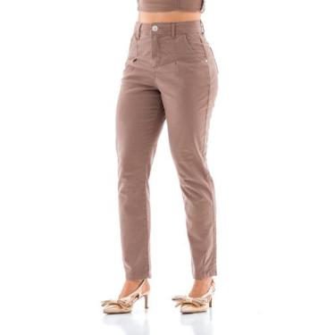 Imagem de Calça Sarja Feminina Arauto Slouchy, Marrom, 48