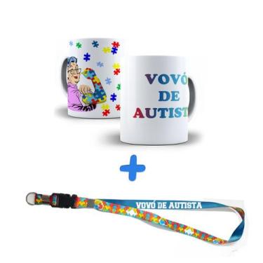 Imagem de Kit Sou Vovó de Autista Com Caneca+Chaveiro e Cordão Puzzle - Coleção 