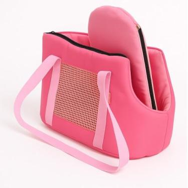 Imagem de Bolsa de Transporte para Cães e Gatos, Mochila Dobrável, Rosa, 45x15x26cm, Impermeável, Abertura Superior Total, até 7kg, para Viagens e Passeios de Carro