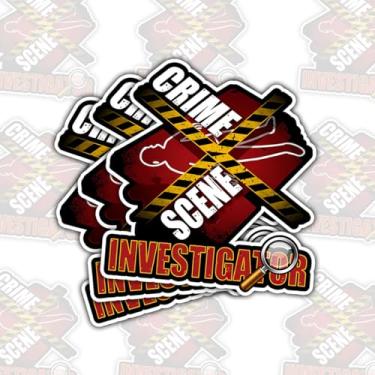 Imagem de 3 adesivos de investigador de cena de crime, fita de crime CSI design de lupa para detetives, estudantes forenses, fãs misteriosos, adesivos cortados à prova d'água