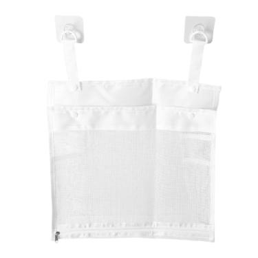 Imagem de Diydeg Organizador do Brinquedo do Banho, Malha Respirável que Pendura o Saco de Armazenamento Brinquedo da Banheira Organizador da Malha Banheira Com Zíper Inferior para (WHITE)