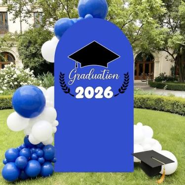 Imagem de VitalCozy 2026 Capa de arco azul para graduação 2,2 m, elastano, elástico, arco, redondo, para decoração de festa de formatura, sessão de fotos