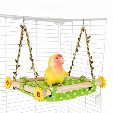 Imagem de Magnoloran Ninho de pássaro para gaiola, periquitos, cama de dormir, rede de pássaros, ninho de papagaio, poleiro de madeira, balanço para conure, periquitos, periquitos, periquitos, tentilhões