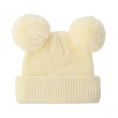 Imagem de Touca De Pom Pom Tricotada Para Bebês Meninos E Meninas 0-12M Chapéus 