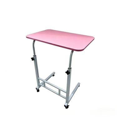 Imagem de Mesa Notebook com Rodízios - Altura Ajustável Multifuncional para Home Office, Escritório e Sala, Ideal para Computador e Escrivaninha Compacta (rosa)