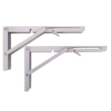 Imagem de Kit 2 Suportes Mão Francesa Cantoneira Dobrável Retrátil Reforçada Prateleira Mesa 50cm cantoneira para moveis