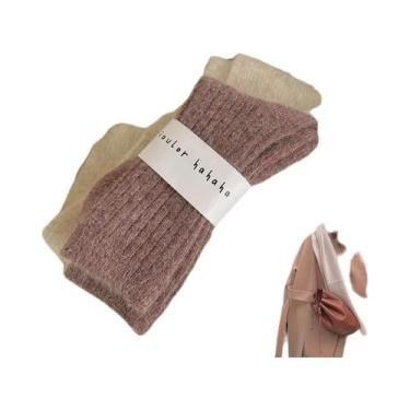 Imagem de Meias Longas Térmicas De Lã De Cashmere Para Mulheres Estilo Harajuku 