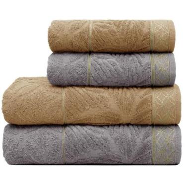 Imagem de KIT Jogo 2 Toalhas de Banho e 2 Toalhas de Rosto Appel Nativa 100% Alg