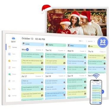 Imagem de Calendário digital inteligente e tabela de tarefas para agendas familiares – Tela interativa inteligente sensível ao toque de 81 cm, Wi-Fi duplo, sincronização automática de calendários Google iCloud