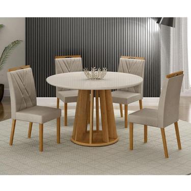 Imagem de Mesa De Jantar Ambiente Rose Cinamomo Off White Com 4 Cadeiras Lara Veludo Bege - Valdemóveis