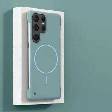 Imagem de HJZSZX Capa ultrafina sem moldura para Galaxy S24 Plus, capa magnética com carregador sem fio (para Galaxy S24 Plus/verde)