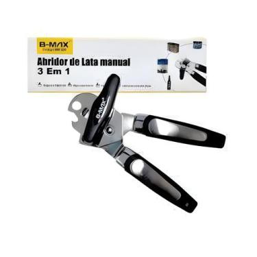 Imagem de Abridor De Lata Garrafa Manivela Inox 3 Em 1 Multifuncional Sem Rebarb