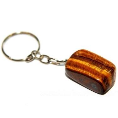 Imagem de Chaveiro Pedrinha Olho de Tigre Rolado Natural Pino Prateado - cristas