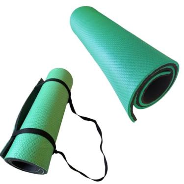 Imagem de Colchonete Tapete para Yoga, Pilates e Fitness 1m x 50cm x 10mm - Espuma Amortecida, Ideal para Ginástica e Exercícios em Casa ou Academia (Verde,Sem Alça)
