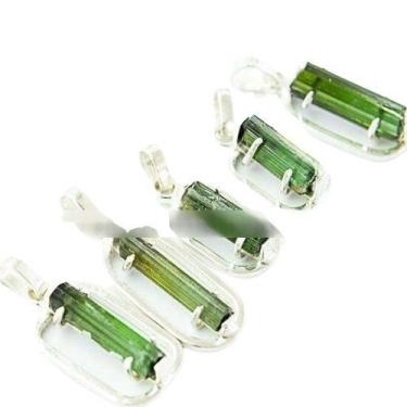 Imagem de Colar Canudo Turmalina Verde P na Prata e garra 950 Bruto - Cristaisde