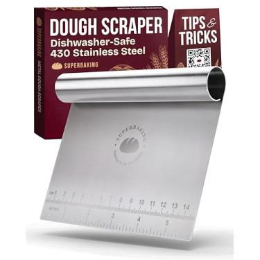 Imagem de Superbaking Raspador de massa – Raspador de bancada de aço inoxidável de 15 cm – Cortador de massa com régua – Raspador de massa e bolo – Utensílios de cozinha – Ferramentas e acessórios para fazer