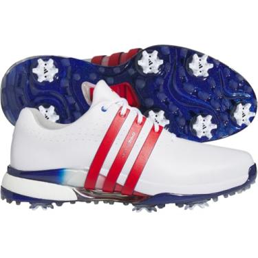 Imagem de adidas Tênis de golfe masculino Tour360 24, Calçado branco/melhor escarlate/azul royal, 39