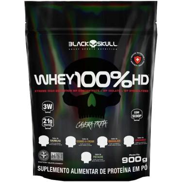 Imagem de Whey 100% HD Refil 900g Black Skull Whey Protein 3W Pistache