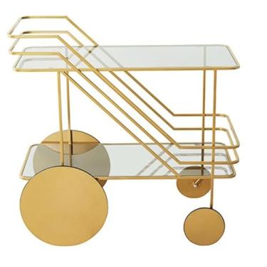 Imagem de KEG801302 Mesa lateral simples para sofá, carrinho de armazenamento, lanche, empurrado à mão, para sala de estar, sala de jantar, móveis domésticos (dourado)