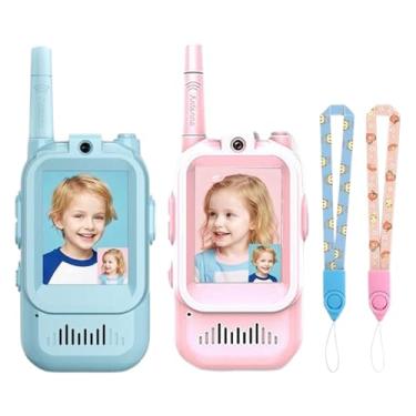 Imagem de Intercomunicador Com Vídeo Para Crianças | 2 Peças Brinquedo de Rádio para Exterior | Com Ecrã e Recarregável | Para Meninos e Meninas de 3 a 12 Anos Jogo Familiar Interior e Exterior