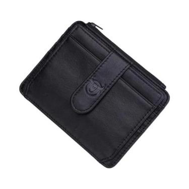 Imagem de Porta-cartões De Couro Slim Com Bloqueio RFID Para Homens, Carteira Pa