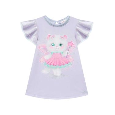 Imagem de Vestido Bebê Manga Em Babados Lilás Gatinha Kukiê-Feminino