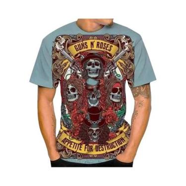 Imagem de Camiseta Masculina Oversized Vintage Guns N Roses Com Estampa 3D, Gola